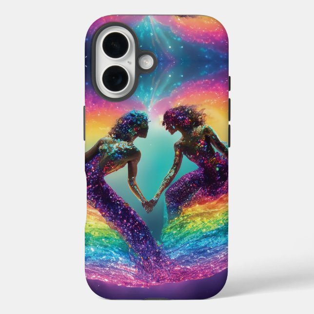 Funda iPhone 16 Amantes de la Sirena Soñan Resumen del Amor Cósmic (Reverso )