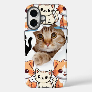 Funda iPhone 16 Amantes del gato de la almohadilla de la mousse