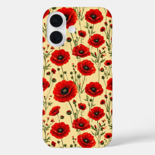 Funda iPhone 16 Amapolas rojas Estética floral Ideas de regalos pa