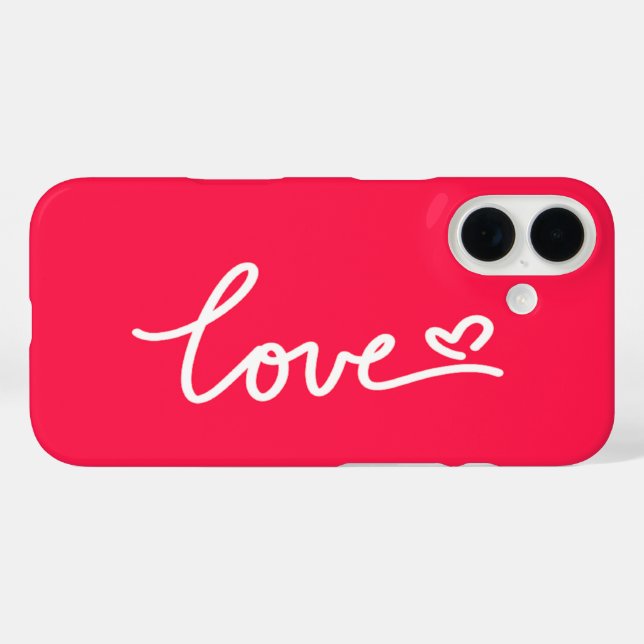 Funda iPhone 16 Amar el texto blanco en rosa (Reverso (Horizontal))