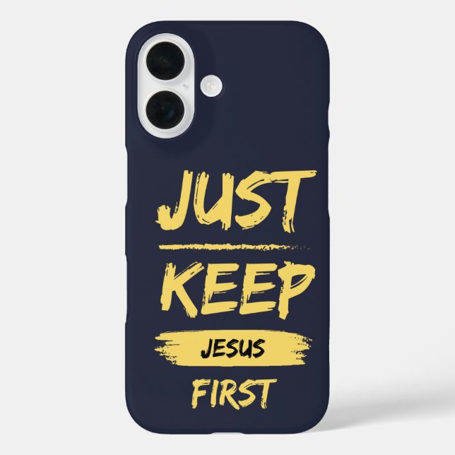 Funda iPhone 16 Amarillo Sólo Mantener A Jesús Primero (Reverso )
