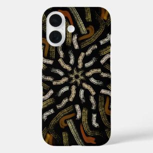 Funda iPhone 16 Amarillos Dorados Cremosos con Patrón Rastrillado 