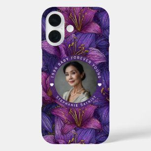 Funda iPhone 16 Amaryllis Chic Cumpleaños Femenino Contemporáneo