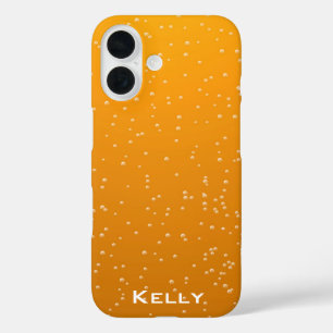 Funda iPhone 16 Amber Ale Bubbles con tu nombre