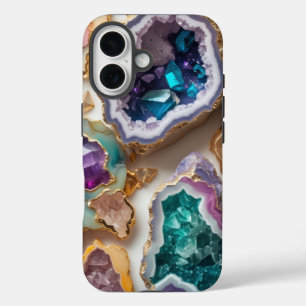 Funda iPhone 16 Ámetis y zonas de cristal esmeralda - Mármol elega