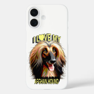 Funda iPhone 16 Amo a mi galgo afgano – Diseño elegante para amant
