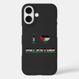 Funda iPhone 16 Amo la bandera del corazón de Palestina Unidad Lib