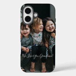 Funda iPhone 16 Amo personalizado, foto de la abuela escrita a man