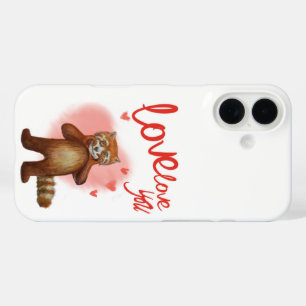 Funda iPhone 16 amor amor amor amor panda rojo