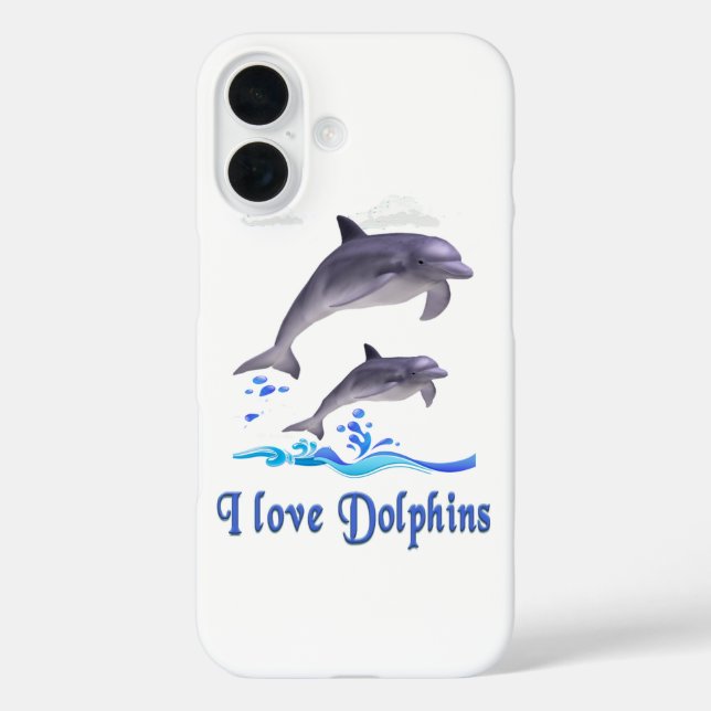 Funda iPhone 16 Amor de delfines (Reverso )