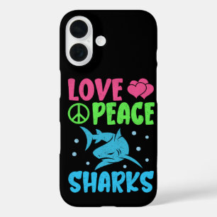 Funda iPhone 16 Amor Paz Tiburones Tiernos Animales Marinos Amante