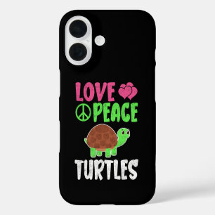 Funda iPhone 16 Amor Paz Tortugas Lindas Animales del Zoológico Am