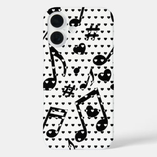 Funda iPhone 16 Amor Por La Música Estilo Blanco Y Negro