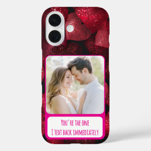Funda iPhone 16 Amor Purpurinoso Yo Texto Inmediatamente Atrás