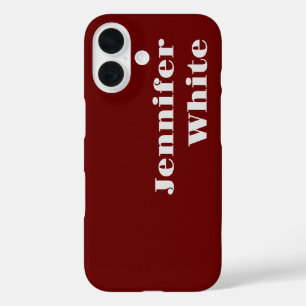Funda iPhone 16 Añadir su nombre moderno Minimalista llano oscuro