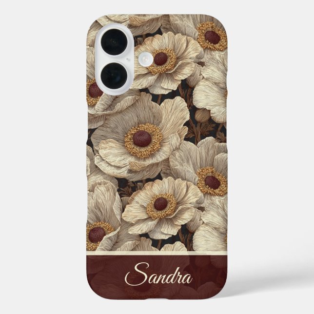 Funda iPhone 16 Anémonas Nombre de Regalo de Cumpleaños Extremo (Reverso )
