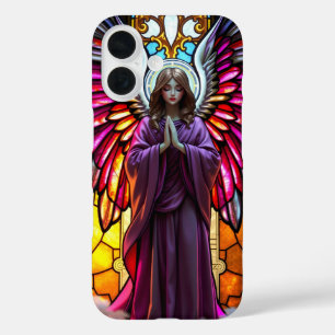 Funda iPhone 16 Ángel de vidrio manchado cristiano religioso