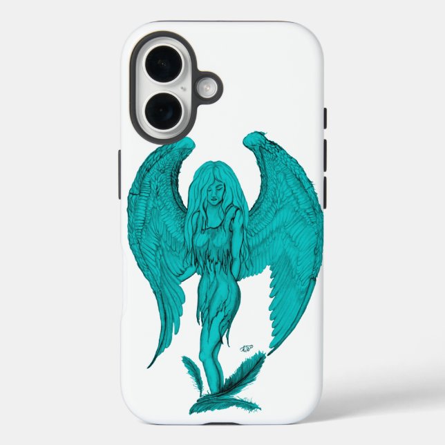 Funda iPhone 16 Ángel, dibujo de lápiz (Reverso )