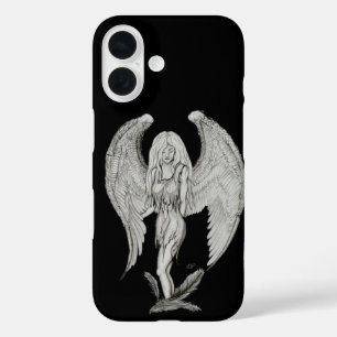 Funda iPhone 16 Ángel - Diseño en blanco y negro