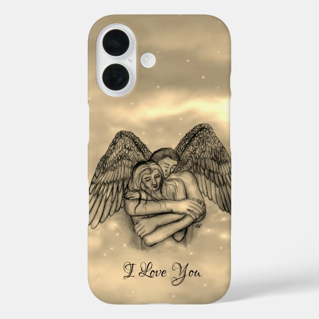 Funda iPhone 16 Angel Eros en el amor, te amo (Reverso )