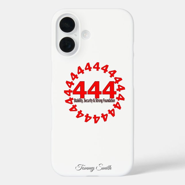 Funda iPhone 16 Ángel número 444 - Estabilidad, seguridad y fuerza (Reverso )