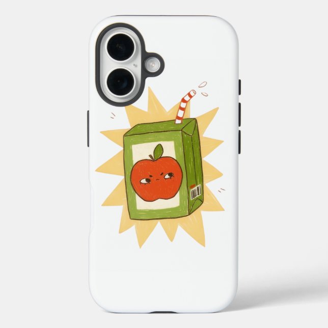 Funda iPhone 16 Angry apple juice box! Funny cute cartoon! (Reverso )