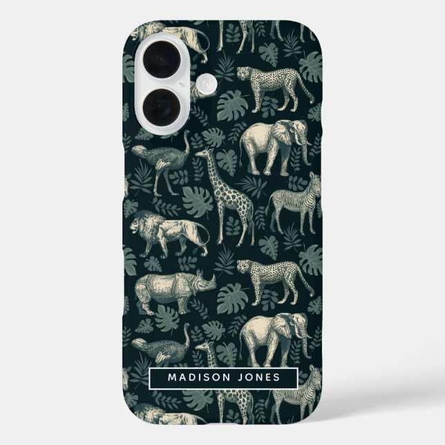 Funda iPhone 16 Animales africanos salvajes de Safari (Reverso )