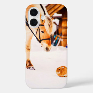 Funda iPhone 16 Animales de granja conejo de caballo