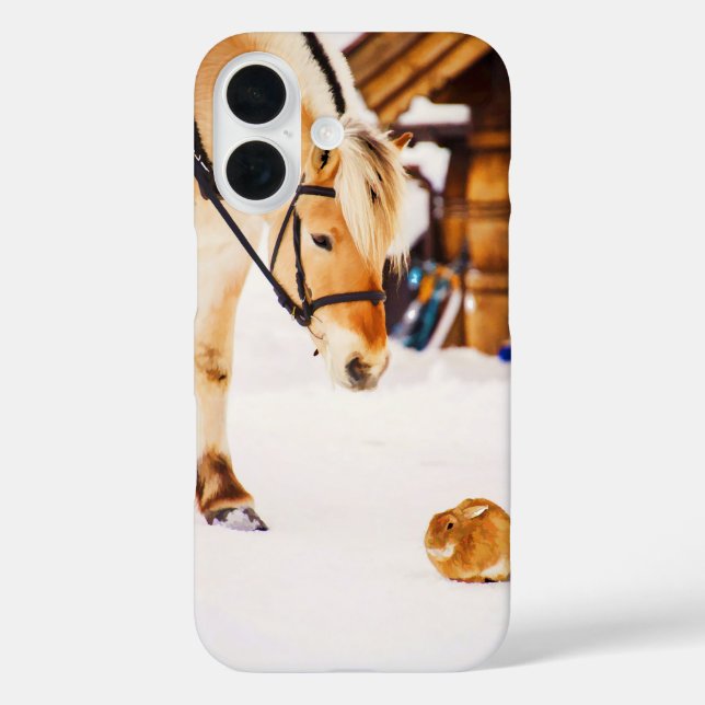 Funda iPhone 16 Animales de granja conejo de caballo (Reverso )