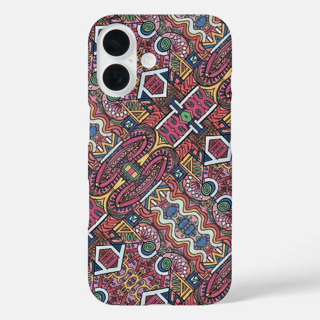 Funda iPhone 16 Animated-Modern Geometric Pattern (Reverso )