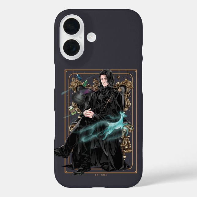 Funda iPhone 16 Anime Profesor Severus Snape sentado (Reverso )