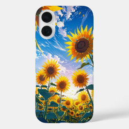 Funda iPhone 16 Anime Summer Sunflower Field
