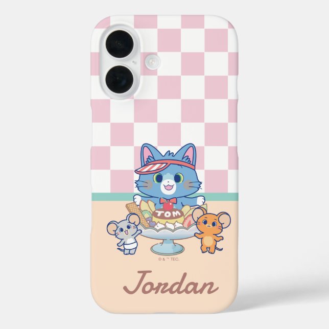 Funda iPhone 16 Anime Tom, Jerry y la sala de postres Tuffy (Reverso )