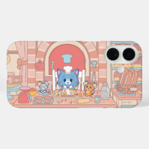 Funda iPhone 16 Anime Tom, Jerry y Tuffy Bakery
