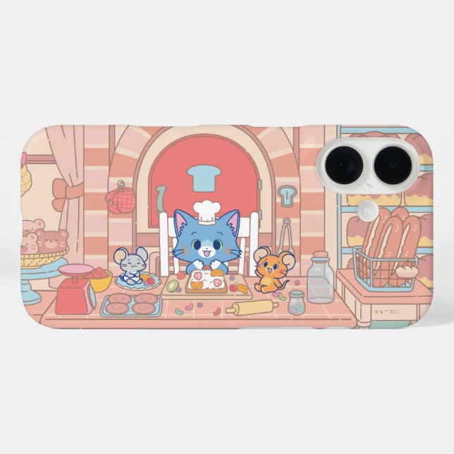 Funda iPhone 16 Anime Tom, Jerry y Tuffy Bakery (Reverso (Horizontal))