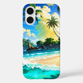 Funda iPhone 16 Anime Tropical Beach Paradise