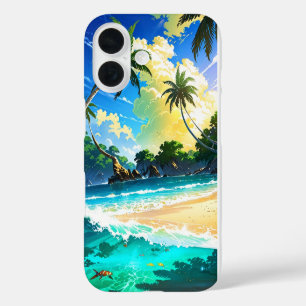 Funda iPhone 16 Anime Tropical Beach Paradise