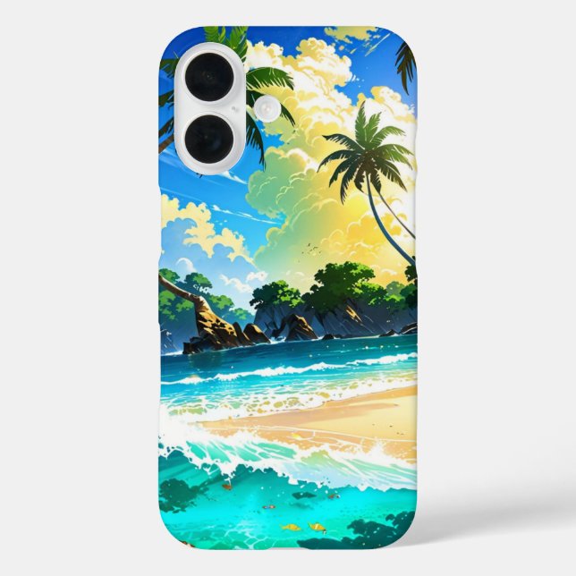 Funda iPhone 16 Anime Tropical Beach Paradise (Reverso )