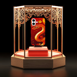 Funda iPhone 16 Año de la serpiente rojo y oro