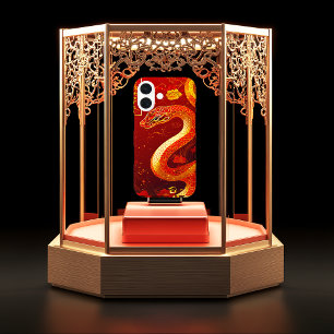 Funda iPhone 16 Año de la serpiente rojo y oro