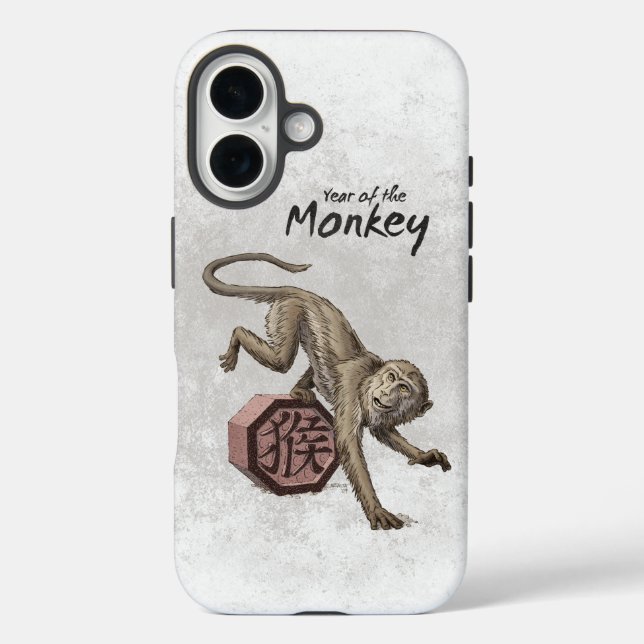 Funda iPhone 16 Año del arte zodiaco chino mono (Reverso )