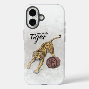Funda iPhone 16 Año del arte zodiaco chino tigre