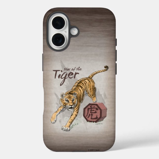 Funda iPhone 16 Año del arte zodiaco chino tigre (Reverso )