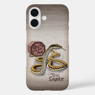 Funda iPhone 16 Año zodiaco chino del arte de la serpiente