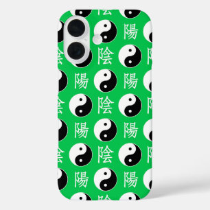 Funda iPhone 16 Antecedentes verdes Patrón chino de Yinyang