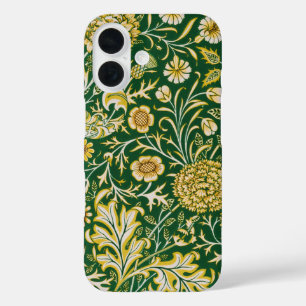 Funda iPhone 16 Antiguo Arte Floral Verde Cherwell de William Morr