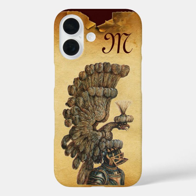 Funda iPhone 16 ANTIQUE KNIGHT HELMET CON EAGLE Parchment (Reverso )