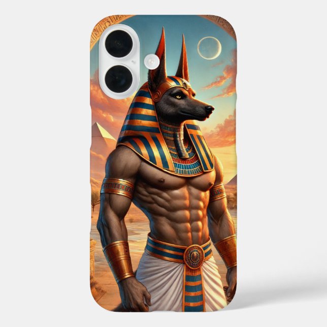 Funda iPhone 16 Anubis, Dios egipcio del submundo (Reverso )