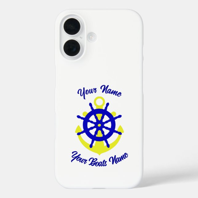Funda iPhone 16 Anuncio de la tripulación de barco personalizado (Reverso )