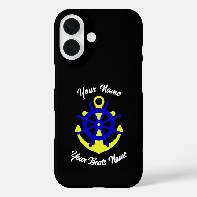 Funda iPhone 16 Anuncio de la tripulación de barco personalizado (Reverso )